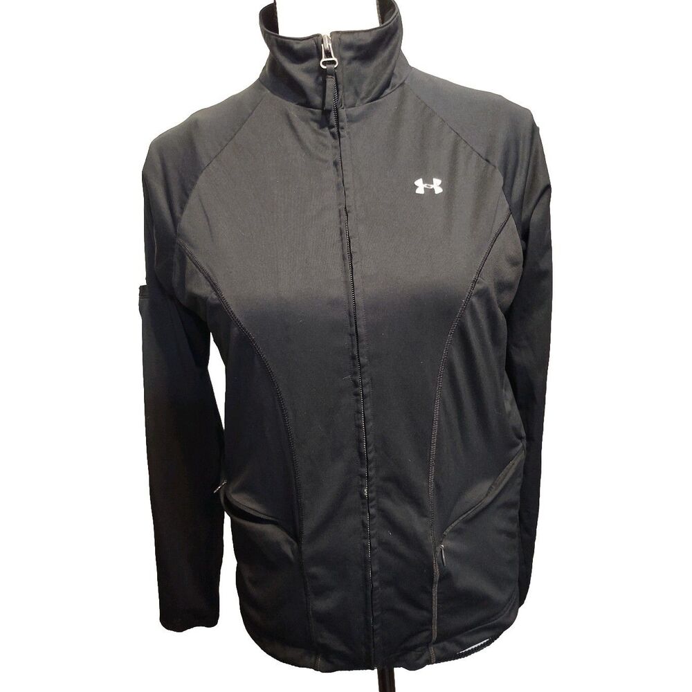 Under Armour Jacket Womens M Black Zip Up‎ Track Warm Up Activewear Lightweight - Picture 2 of 8